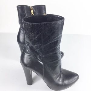 PRADA Black Leather Platform Mid-Calf Leather Boot